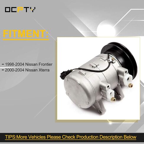 OCPTY AC Compressor for Nissan Frontier 2.4L 2000-2004 for Nissan Xterra L4 2.4L for 1998-2001 2002 2003 2004 926003S511 6511607 926008B400 68455 in Kuwait