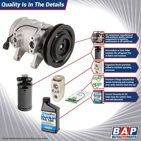 AC Compressor & A/C Kit For Acura TSX 2.4L 4-Cyl 2009 2010 2011 2012 2013 2014 - Includes Drier, Expansion, Oil & Seals - BuyAutoParts 60-82210RK New in Kuwait