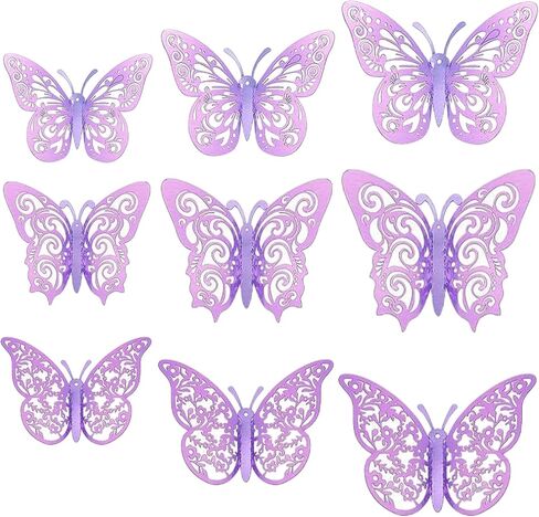 36 Pcs Butterfly Cupcake Decorations Openwork Purple Butterfly Decoration, Birthday Party Decorations Women Men Children Birthday Party Decoration Supplies in Kuwait