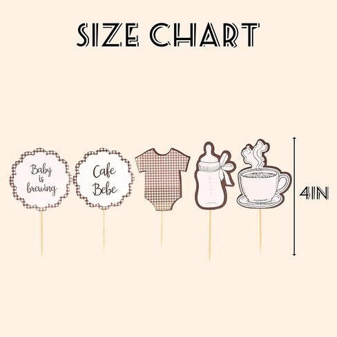 Gostman Baby is Brewing Cupcake Toppers - Cafe Bebe Theme Baby Shower Decorations, Baby Bottle and Coffee Cup Designs, Gender Reveal Party Decor (cafe bebe toppers) in Saudi Arabia