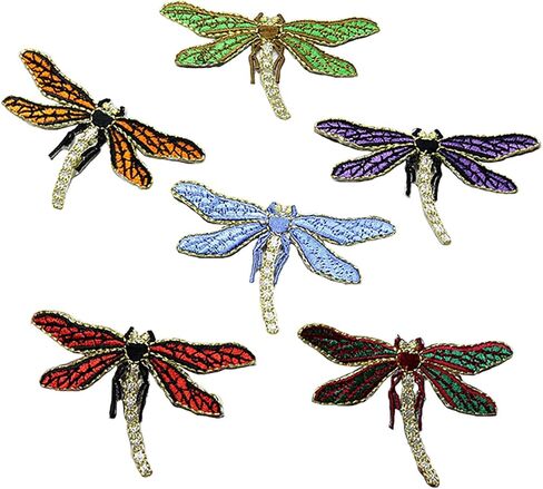 6 Pack Delicate Embroidered Patches, Dragonfly Embroidery Patches, Iron On Patches, Sew On Applique Patch, Custom Backpack Patches for Women, Boys, Girls, Kids in Saudi Arabia