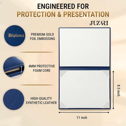 Diploma Holder 8.5 x 11 Blue - Faux Leather Diploma Cover Folder Book - Graduation Certificate Case - Protective Professional Document High School Diploma Certificate 8.5" x 11" in Saudi Arabia