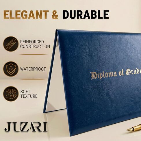 Diploma Holder 8.5 x 11 Blue - Faux Leather Diploma Cover Folder Book - Graduation Certificate Case - Protective Professional Document High School Diploma Certificate 8.5" x 11" in Saudi Arabia