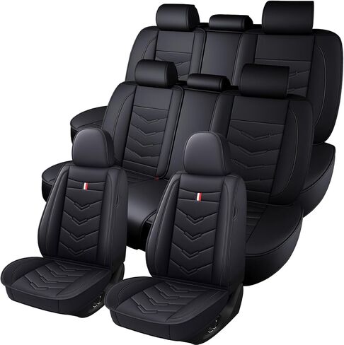 Car Seat Covers 8 Seats for Toyota Sequoia 2001-2026,Premium Nappa Leather Waterproof Durable Seat Covers,Compatible Airbag Easy Install Clean Full Sets(Deluxe,Black White) in Saudi Arabia