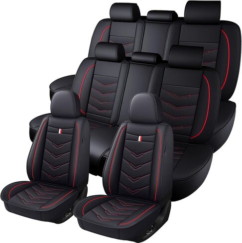 Car Seat Covers 8 Seats for Toyota Sequoia 2001-2026,Premium Nappa Leather Waterproof Durable Seat Covers,Compatible Airbag Easy Install Clean Full Sets(Deluxe,Black White) in Saudi Arabia