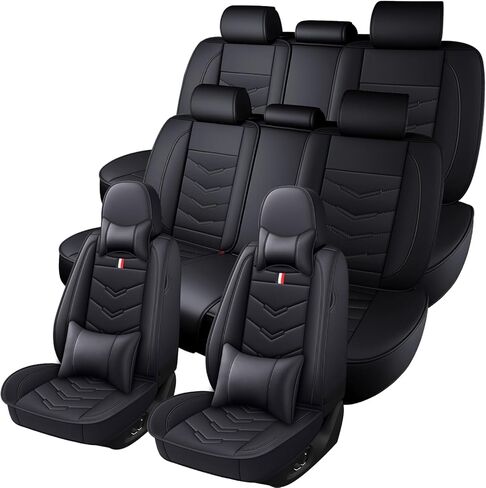 Car Seat Covers 8 Seats for Toyota Sequoia 2001-2026,Premium Nappa Leather Waterproof Durable Seat Covers,Compatible Airbag Easy Install Clean Full Sets(Deluxe,Black White) in Saudi Arabia