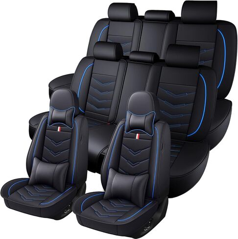 Car Seat Covers 8 Seats for Toyota Sequoia 2001-2026,Premium Nappa Leather Waterproof Durable Seat Covers,Compatible Airbag Easy Install Clean Full Sets(Deluxe,Black White) in Saudi Arabia