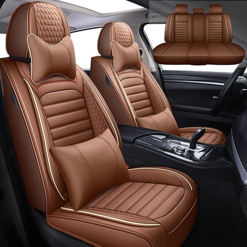 Leather Car Seat Covers for Volvo S60 2025,Car Seat Covers Full Set,Seat Covers with Safety,Waterproof Seat Cover Compatible Airbag(5pcs Black&Red Bars Luxury) in Saudi Arabia