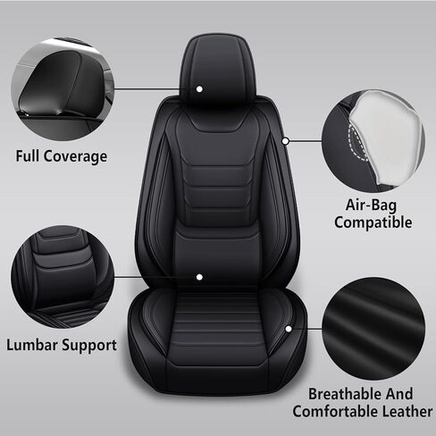 Car Seat Covers for Honda Accord 2003-2025, Premium Nappa Leather Seat Cover Full Set,Waterproof & Anti-Slip Front Rear Seat Protectors(Standard Full Set/Black) in Saudi Arabia