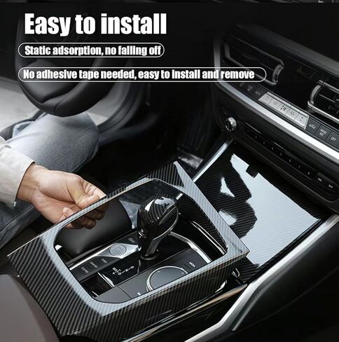 Center Console Gear Shift Panel Cover Trim Compatible with BMW 3 Series G20 G21 320i 325i 330i,4 Series G22 G23 G26 420i 425i 430i 440i (2020-2026),Carbon Fiber Pattern Interior Accessories in Saudi Arabia