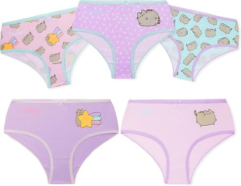 Get Trend Pusheen Girls Underwear, 5 Pack Panties, Soft Cotton Underwear, Elastic Waistband Briefs Multipack Undies, 5-14 Y in Saudi Arabia