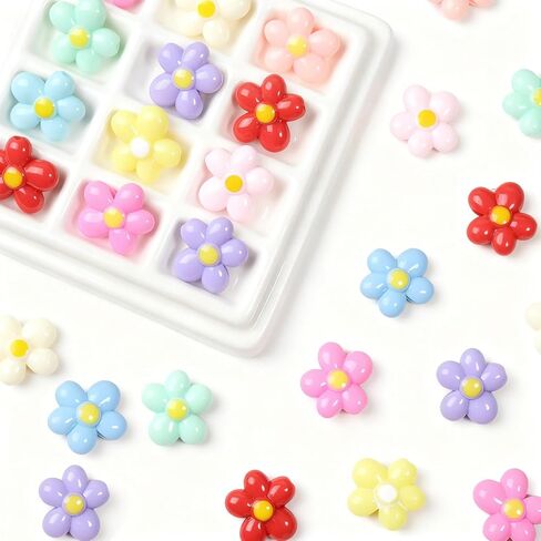 60PCS Juimtien Acrylic Flower Beads for Jewelry Making, 21mm Large Colorful Focal Bead, Floral Charms for DIY Keychains Beadable Pens Bracelets Necklaces Lanyards Craft Beading Supplies,Clear in Saudi Arabia