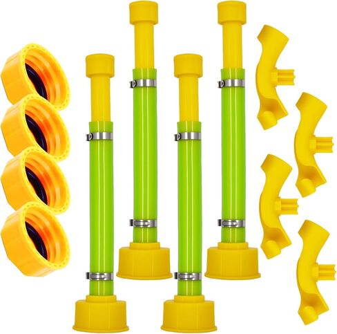 4-Pack Complete Fuel Can Accessory Kit – 10.8" Gas Can Spout Replacement with Hose Bender & Yellow Gas Cap for Midwest/Scepter 1/2/5/10 Gallon Jugs (Fits 1.75"-1.8" Threads) in Kuwait