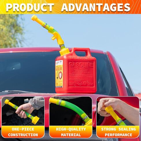 4-Pack Complete Fuel Can Accessory Kit – 10.8" Gas Can Spout Replacement with Hose Bender & Yellow Gas Cap for Midwest/Scepter 1/2/5/10 Gallon Jugs (Fits 1.75"-1.8" Threads) in Kuwait