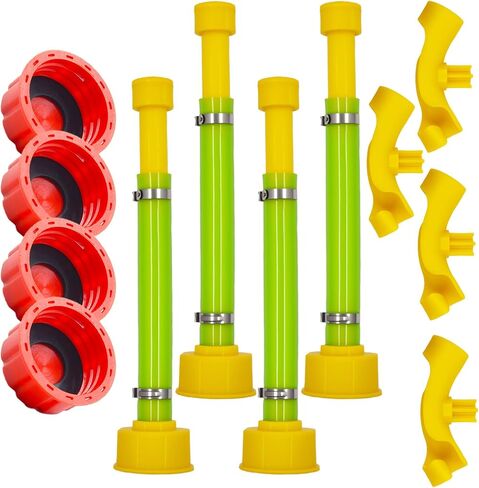 4-Pack Complete Fuel Can Accessory Kit – 10.8" Gas Can Spout Replacement with Hose Bender & Yellow Gas Cap for Midwest/Scepter 1/2/5/10 Gallon Jugs (Fits 1.75"-1.8" Threads) in Kuwait
