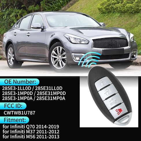 X AUTOHAUX CWTWB1U787 433Mhz Replacement Keyless Entry Remote Smart Key Fob for Infiniti Q70 14-19 for Infiniti M37 11-12 285E31LL0D 46 Chip 4Buttons 2Pcs in Kuwait