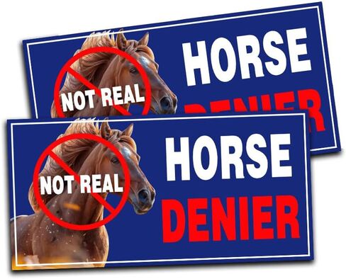 7.5 x 3.75 inch Horse Denier Car Magnet Bumper Sticker 2 PCS Not Real Joke Reusable Waterproof Car Magnet for Adult Humor Truck,Vehicle,Student Driver in Saudi Arabia
