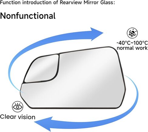 Driver Side Mirror Replacement for Ford Mustang 2015 2016 2017 2018 2019 2020 - Left Side Mirror Glass, Rear View Mirrors Glass in Kuwait