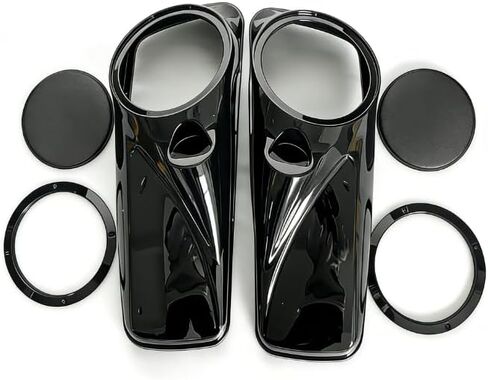 Vivid Black 8'' Saddlebag Speaker Lids Compatible with Harley Touring Street Glide,Electra Glide, Tri Glide,Road Glide 2014-2022 Gloss Black in Saudi Arabia