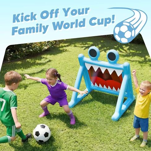 Funscape Kids Soccer Pool Toy, Inflatable Soccer Goal w/Balls, 2-in-1 Kick & Toss Water Pool Game, Outdoor Sport Backyard Game, Summer Beach Yard Party Gift for 3 4 5 6 7 8 Year Old Toddler Boy Girl in Saudi Arabia