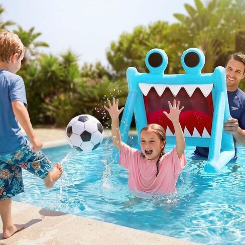 Funscape Kids Soccer Pool Toy, Inflatable Soccer Goal w/Balls, 2-in-1 Kick & Toss Water Pool Game, Outdoor Sport Backyard Game, Summer Beach Yard Party Gift for 3 4 5 6 7 8 Year Old Toddler Boy Girl in Saudi Arabia