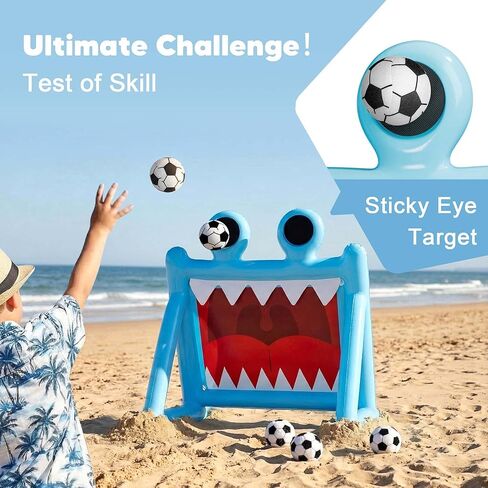 Funscape Kids Soccer Pool Toy, Inflatable Soccer Goal w/Balls, 2-in-1 Kick & Toss Water Pool Game, Outdoor Sport Backyard Game, Summer Beach Yard Party Gift for 3 4 5 6 7 8 Year Old Toddler Boy Girl in Saudi Arabia