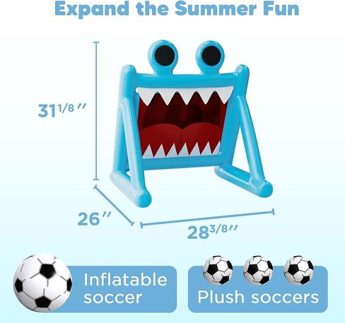 Funscape Kids Soccer Pool Toy, Inflatable Soccer Goal w/Balls, 2-in-1 Kick & Toss Water Pool Game, Outdoor Sport Backyard Game, Summer Beach Yard Party Gift for 3 4 5 6 7 8 Year Old Toddler Boy Girl in Saudi Arabia