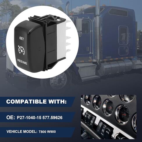 مفتاح التحكم في السرعة المتأرجح 577.59626 P27-1040-15 لـ Kenworth T800 W900 Peterbilt Truck Power Cruise Truck Control Switch 57759626 P27104015 in Kuwait