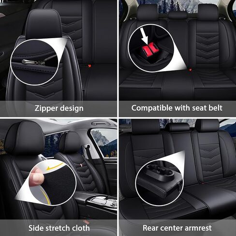 7 Seats Car Seat Covers for Lincoln Aviator 2021-2026, Premium Nappa Leather, Waterproof Durable Car Seat Cover, Anti-Slip & Wear-Resistant Car Seat Cover Full Set (Standard, Black) in Kuwait