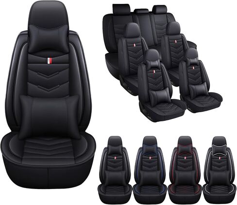 7 Seats Car Seat Covers for Lincoln Aviator 2021-2026, Premium Nappa Leather, Waterproof Durable Car Seat Cover, Anti-Slip & Wear-Resistant Car Seat Cover Full Set (Standard, Black) in Kuwait