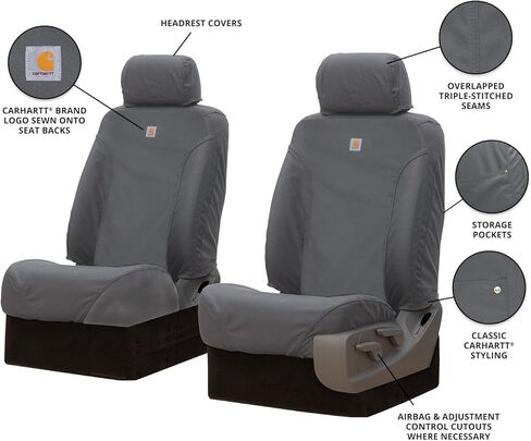 Covercraft Carhartt Super Dux SeatSaver Custom Seat Covers for 2022-2026 Ford Maverick - 1st Row Bucket Seats, Gravel in Kuwait