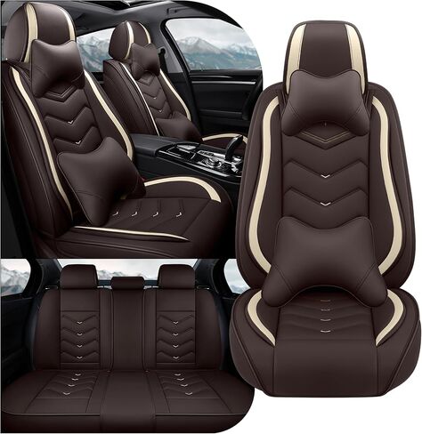 Car Seat Covers Fit for GMC Envoy 2000-2026, Stylish Sport Seat Covers, Waterproof Wear-Resistant Premium Nappa Leather Car Seat Cover.(2 Pcs Front/Beige) in Saudi Arabia