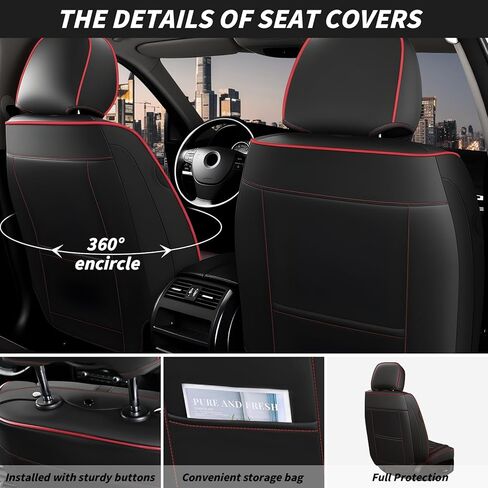 Arazi Car Seat Covers Full Set for Mercedes-Benz GLK-Class GLK350 2010-2015, Nappa Leather Seat Cover Full Coverage Waterproof Seat Protectors (Black&Red Line,5 Seats Standard) in Saudi Arabia