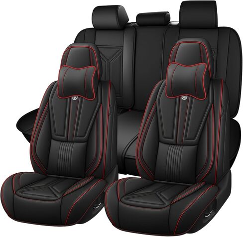 Arazi Car Seat Covers Full Set for Mercedes-Benz GLK-Class GLK350 2010-2015, Nappa Leather Seat Cover Full Coverage Waterproof Seat Protectors (Black&Red Line,5 Seats Standard) in Saudi Arabia