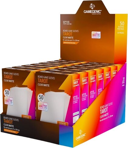 Matte Board Game Sleeves, Pack of 90 Matte Sleeves, 72 by 122 mm Card Sleeves Optimized for Use with Tarot Cards, Premium Card Protection, FFG Orange Color Code in Kuwait