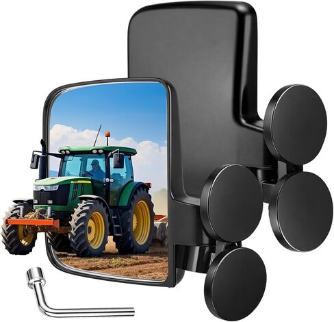 BBTO 2 Pack Magnetic Tractor Mirrors Heavy Duty Side Mirrors Compatible with John Deere, Kubota, Forklift, Lawn Mower, Zero Turn Mower, Tractors, 7" x 5" in Kuwait
