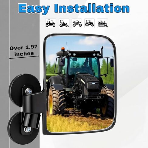 BBTO 2 Pack Magnetic Tractor Mirrors Heavy Duty Side Mirrors Compatible with John Deere, Kubota, Forklift, Lawn Mower, Zero Turn Mower, Tractors, 7" x 5" in Kuwait