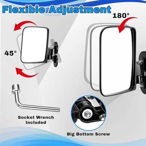 BBTO 2 Pack Magnetic Tractor Mirrors Heavy Duty Side Mirrors Compatible with John Deere, Kubota, Forklift, Lawn Mower, Zero Turn Mower, Tractors, 7" x 5" in Kuwait