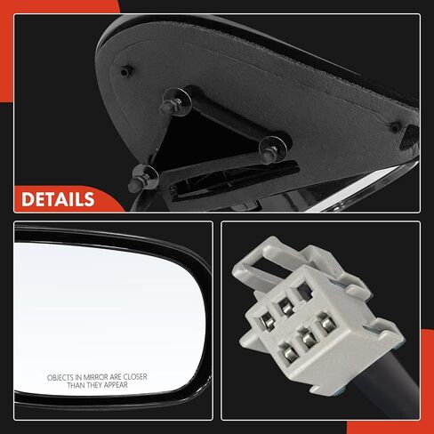 A-Premium Passenger Side Power Door Mirror - Compatible with Chevrolet Venture 1999-2005 & Oldsmobile Silhouette 1999-2004 & Pontiac Montana 1999-2005 - Heated Manual Folding Black Smooth in Kuwait