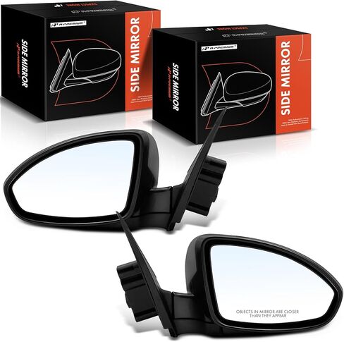 زوج A-Premium (2) مرآة باب كهربائية جانبية للسائق والراكب - متوافقة مع شيفروليه كروز 2011-2015، كروز ليميتد 2016-2016 - مرآة رؤية خلفية خارجية قابلة للطي يدويًا باللون الأسود in Kuwait