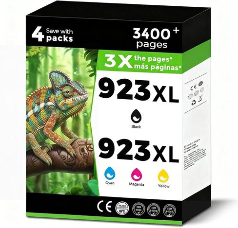 923XL (923e) Ink Cartridges Fit for HP OfficeJet Pro 8130e 8135e 8125e Printers Replacement for 923 e XL for HP923 8122e 8124 8124e 8125e 8132e 8134e 8138e 8139e 8130 Black Cyan Magenta Yellow 4 Pack in Saudi Arabia