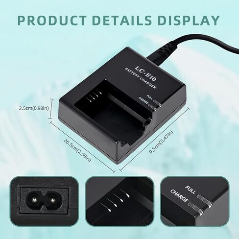 LP-E10 LC-E10 LC-E10C Battery Charger,Compatible with EOS Rebel T7 T6 T5 T3 T100 EOS 4000D 3000D 2000D 1500D 1300D 1200D 1100D Kiss X50 X70 X80 X90 DSLR Digital Camera Battery in Saudi Arabia