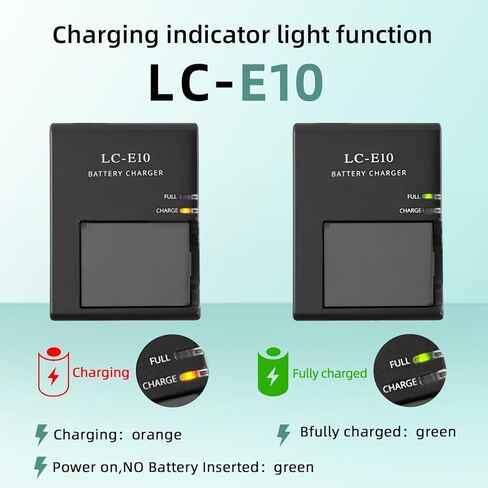 LP-E10 LC-E10 LC-E10C Battery Charger,Compatible with EOS Rebel T7 T6 T5 T3 T100 EOS 4000D 3000D 2000D 1500D 1300D 1200D 1100D Kiss X50 X70 X80 X90 DSLR Digital Camera Battery in Saudi Arabia