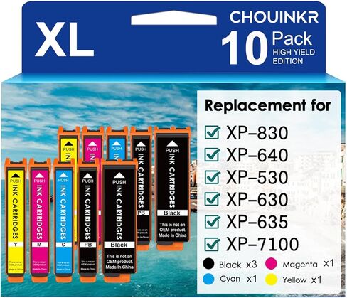 Remanufactured Ink Cartridge for Epson 410 410XL Ink Cartridges 10 Pack with Expression XP-640 XP-830 XP-7100 XP-530 XP-630 XP-635 (Black, Cyan, Magenta, Yellow, Photo Black) in Saudi Arabia