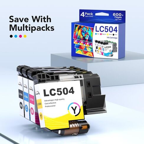 colorfly LC504 Ink Cartridges Combo Pack Replacement for Brother LC 504 504 High Yield Ink Cartridges Replacement for Brohter INKvestment MFC-J1355DW MFC-J1365DW MFC-J1367DW Printer, 4 Pack(B/C/M/Y) in Saudi Arabia
