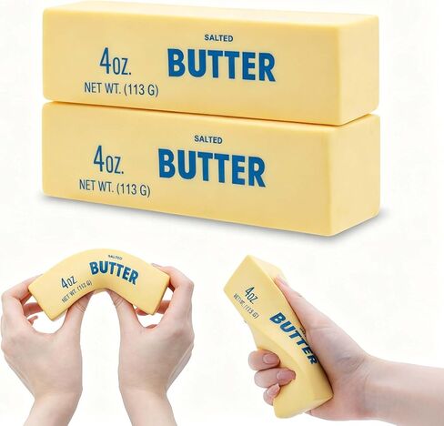 2Pcs Salted Butter Squishy Toy, Realistic Slow Rising Stress Relief Squeeze Toy, Soft Simulation Food Fidget Toy for Anxiety Relief, Party Favor, Gift for Kids & Adults in Saudi Arabia