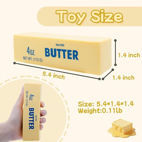 2Pcs Salted Butter Squishy Toy, Realistic Slow Rising Stress Relief Squeeze Toy, Soft Simulation Food Fidget Toy for Anxiety Relief, Party Favor, Gift for Kids & Adults in Saudi Arabia