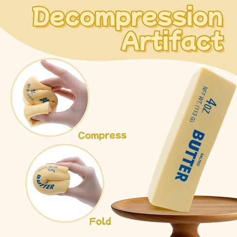 2Pcs Salted Butter Squishy Toy, Realistic Slow Rising Stress Relief Squeeze Toy, Soft Simulation Food Fidget Toy for Anxiety Relief, Party Favor, Gift for Kids & Adults in Saudi Arabia