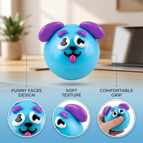 Smushers Squishy, Funny Faces Squishy for Stress Relief and Focus Improvement, Wiener Dog Squishy Desk Accessory, Blue Color for Office and Anxiety Management in Saudi Arabia