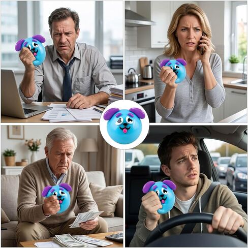 Smushers Squishy, Funny Faces Squishy for Stress Relief and Focus Improvement, Wiener Dog Squishy Desk Accessory, Blue Color for Office and Anxiety Management in Saudi Arabia